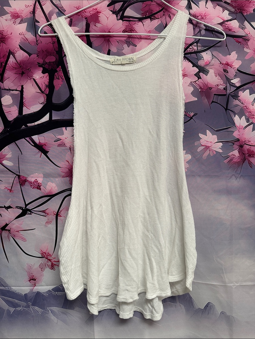Joah Brown White Ribbed Swing Tank Top